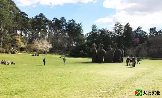  杜克大學(xué)花園草坪中的大型雕塑