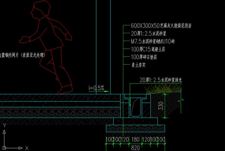 標(biāo)準(zhǔn)籃球場施工圖及籃球架、排水溝圖紙